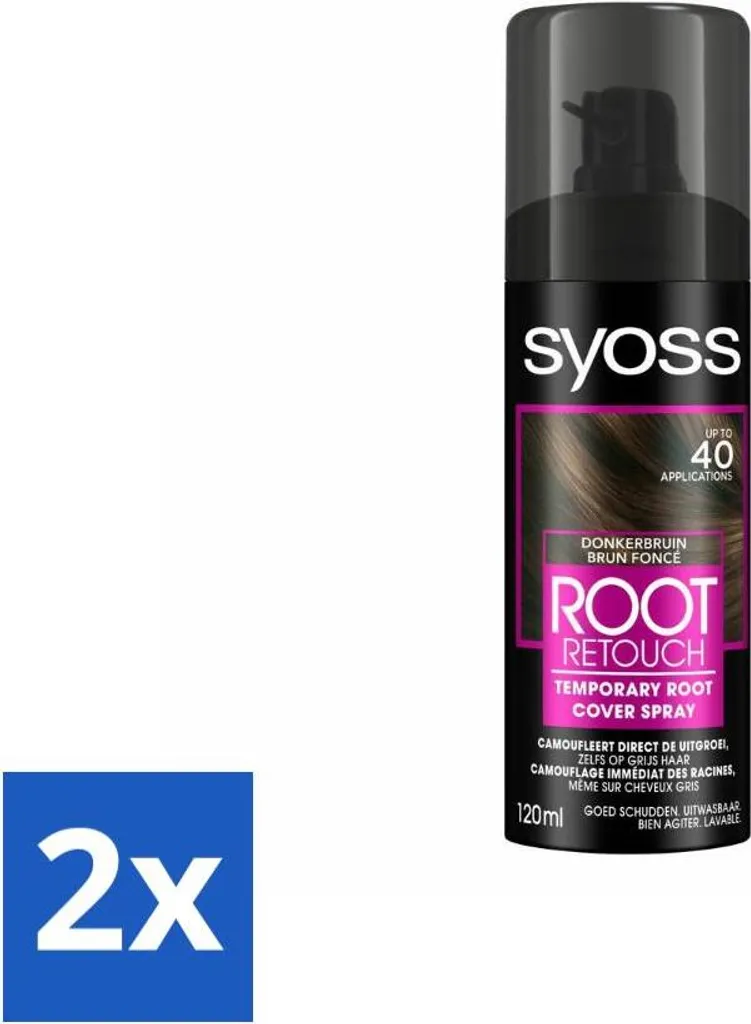 Syoss Spray Ritocco Radici Marrone Scuro - 2 Pezzi Risparmio