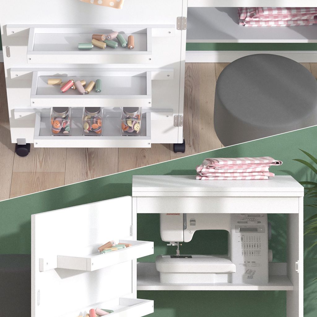 Vicco Stół do szycia Carmen, 118.5 x 79.5 cm z 3 półkami, Zdjęcie produktu 5