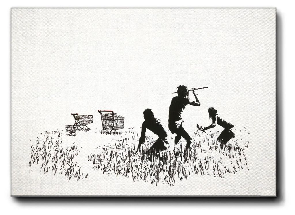 Giallobus - Karrenjäger - Banksy - 50L x 35B cm - Bild - Premium Loom Canvas mit hoher Dicke