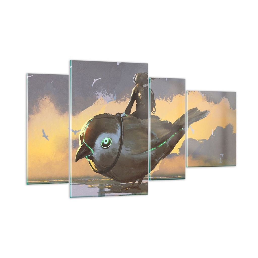 Bilder auf glas - Fantasie Vogel - 120x70cm - Glasbilder - Wandbilder - Kunstdruck - zum Aufhängen bereit - Wanddekoration aus Glas - Glas Bilder ...
