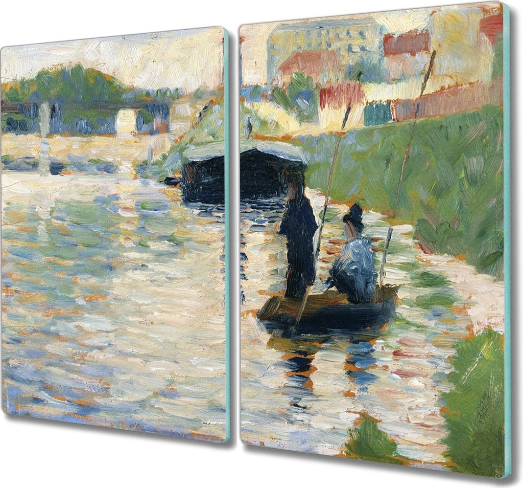 Coloray Hackbrett Kochplattenabdeckung Herdabdeckplatte 2x30x52 cm Schneidebrett Küchenbrett - Blick auf die Seine Seurat