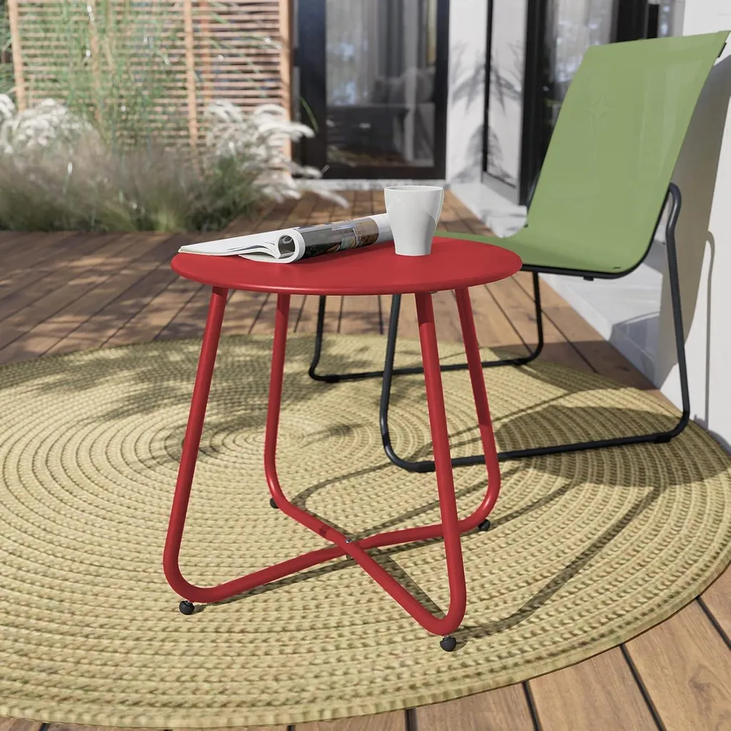 Table d'Appoint Jardin 45x45cm Stable - Petite Table Rouge Légère - 4