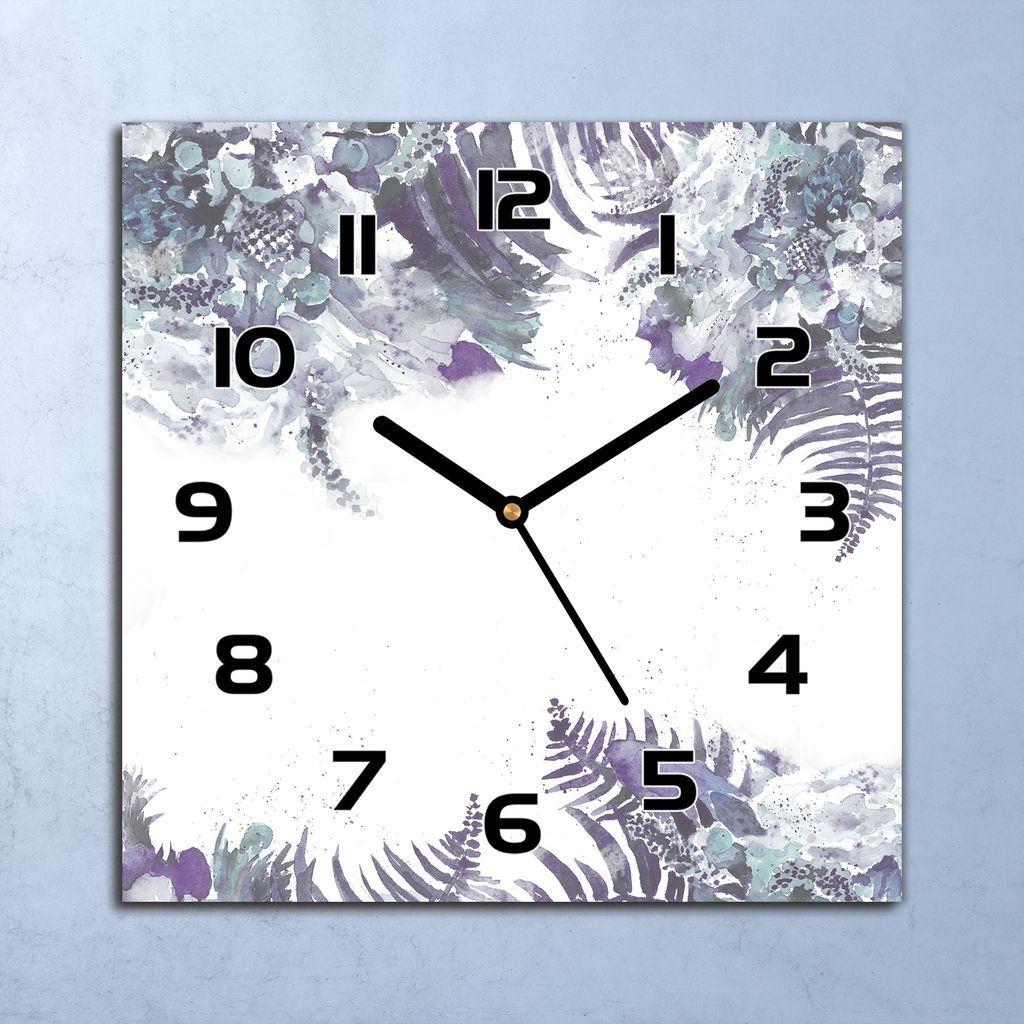 Wanduhr Echt-Glas-Küchenuhr Blatt Nachtblume Quarz Lautlos 30x30 Deko Bilder