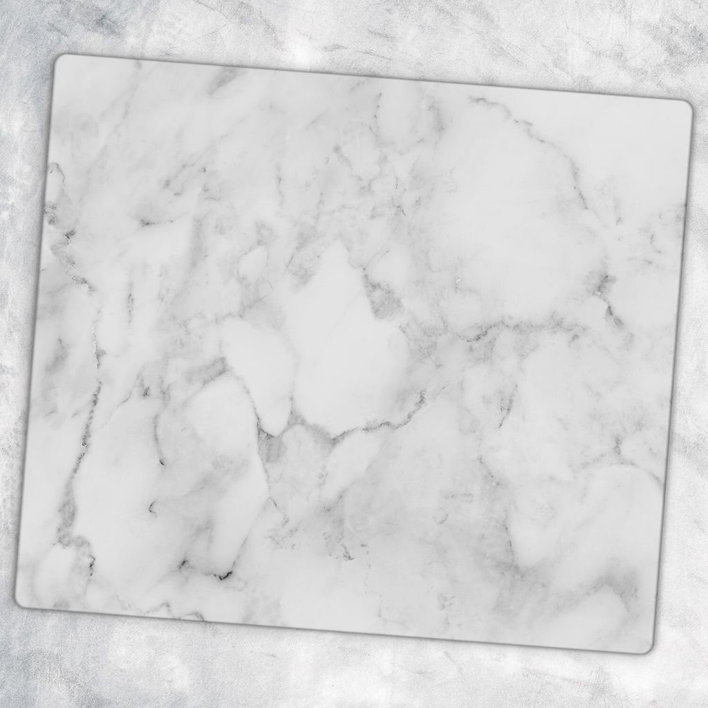 Glas-Herdabdeckplatten Glaskeramikkochfeld-Abdeckung Spritzschutz Glas 60 cm x 52 cm - Weisser Marmor