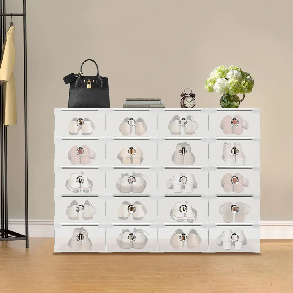 Rangement chaussures modulaire : pack de 20 casiers blancs et empilables
