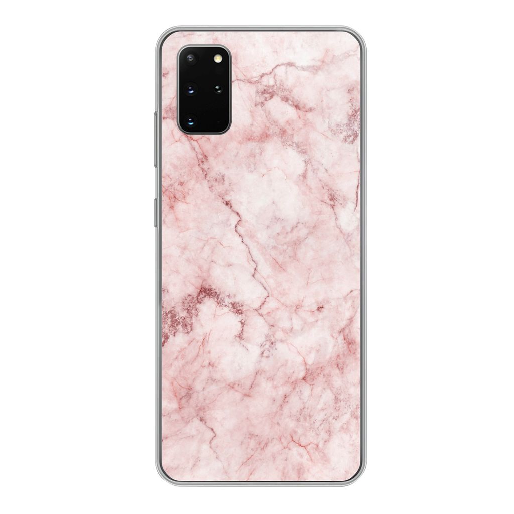 MuchoWow Handyhülle Schutzhülle Hülle für Samsung Galaxy S20 Plus Marmor - Rosa - Luxus Silikon Softcase Handy Hülle - Hartschale