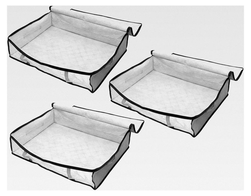 3 Stück Faltbare Aufbewahrungstaschen aus Vliesstoff für Unterbett mit Hohem Fassungsvermögen, Waschbare Organizer für Kleidung und Bettwäsche