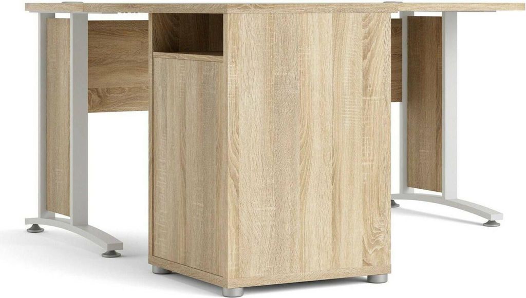 Schreibtisch Aimee, Mehrzweckschreibtisch, Bürotisch für PC, Eckschreibtisch, 159x151 h75 cm, Eiche und Weiß