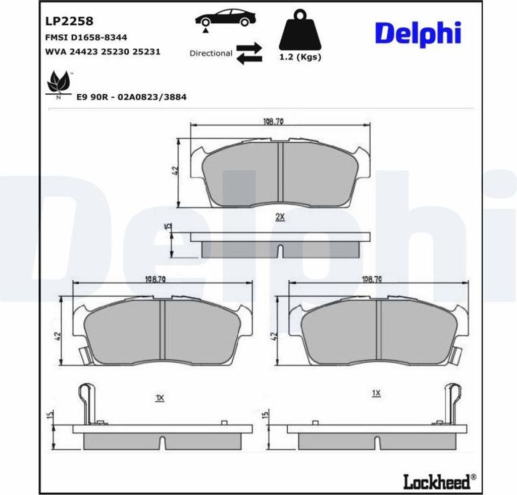DELPHI Bremsbeläge Satz Vorne Bremsklötze für MITSUBISHI i Produktbild 