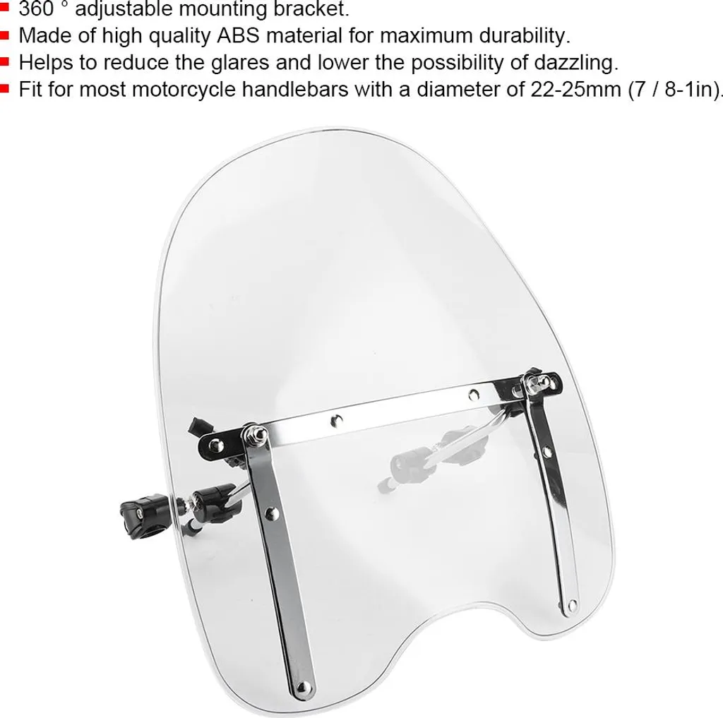 Saut de vent moto transparent universel avec kit de fixation 25mm