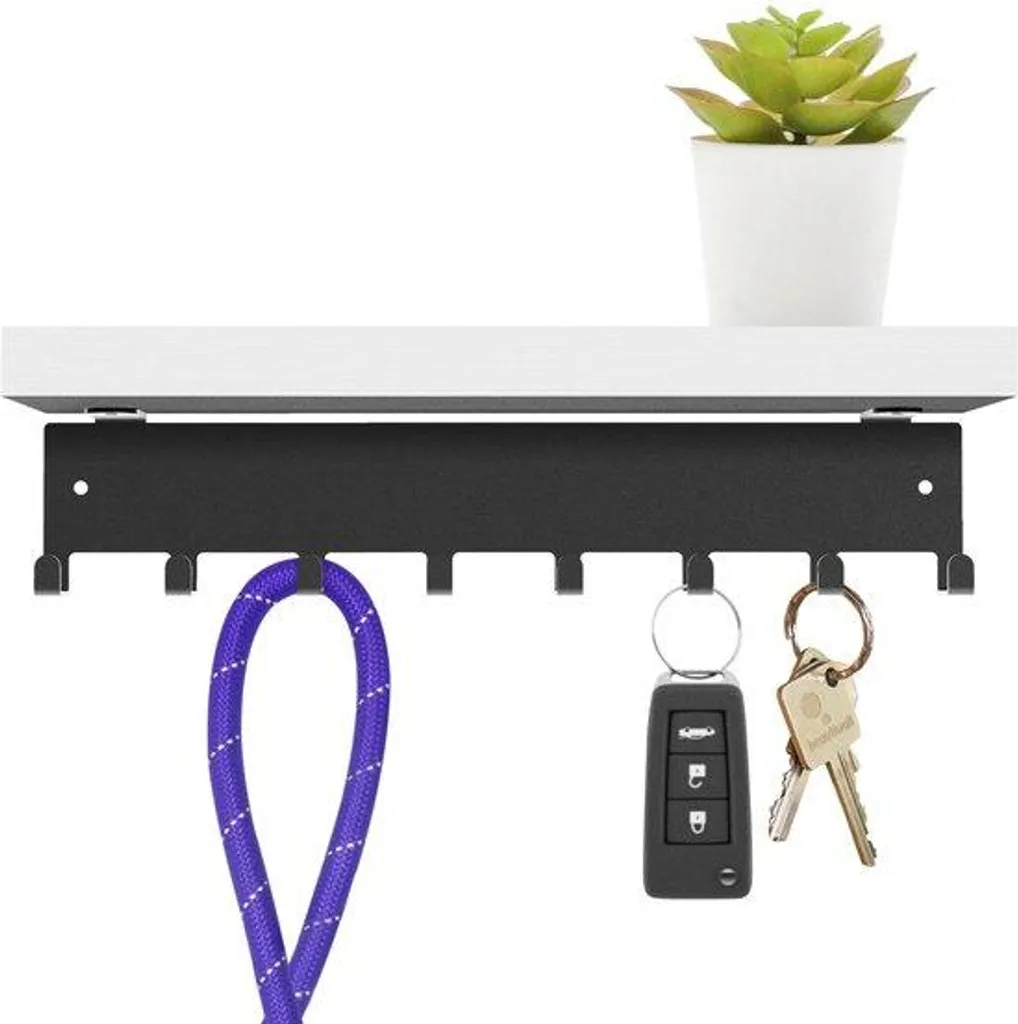 Porte-clés pour clé de voiture et maison, métal et bois blanc