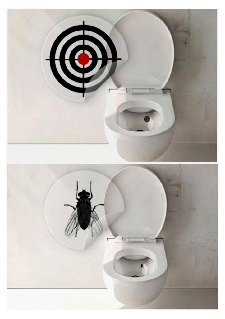 WC-Aufkleber Set, 6 Stück, Toilettenaufkleber mit Zielscheiben- und Fliegenmotiven