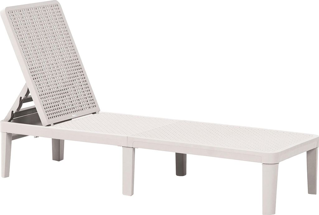 BELIANI Gartenliege Hellgrau Kunststoff Geflochtene Optik mit Verstellbarer Rückenlehne Wetterfest Modernes Design Terrasse Garten Balkon Sonnenliege