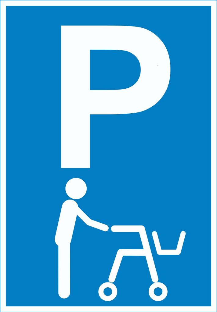 Rollator Parkplatz Schild Gehwagen Gehhilfe A5 Rückseite selbstklebend