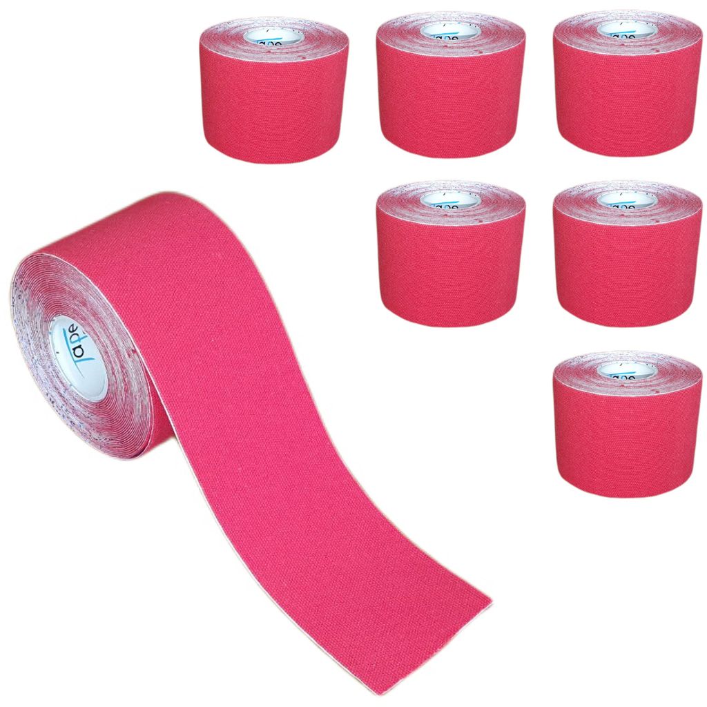 7 Rollen - Tapefactory24 Getting Started Kinesiologie Tape 5cm x 5m - rot, Tapes Taping Klebeband Tapeverband Bandage wasserfest