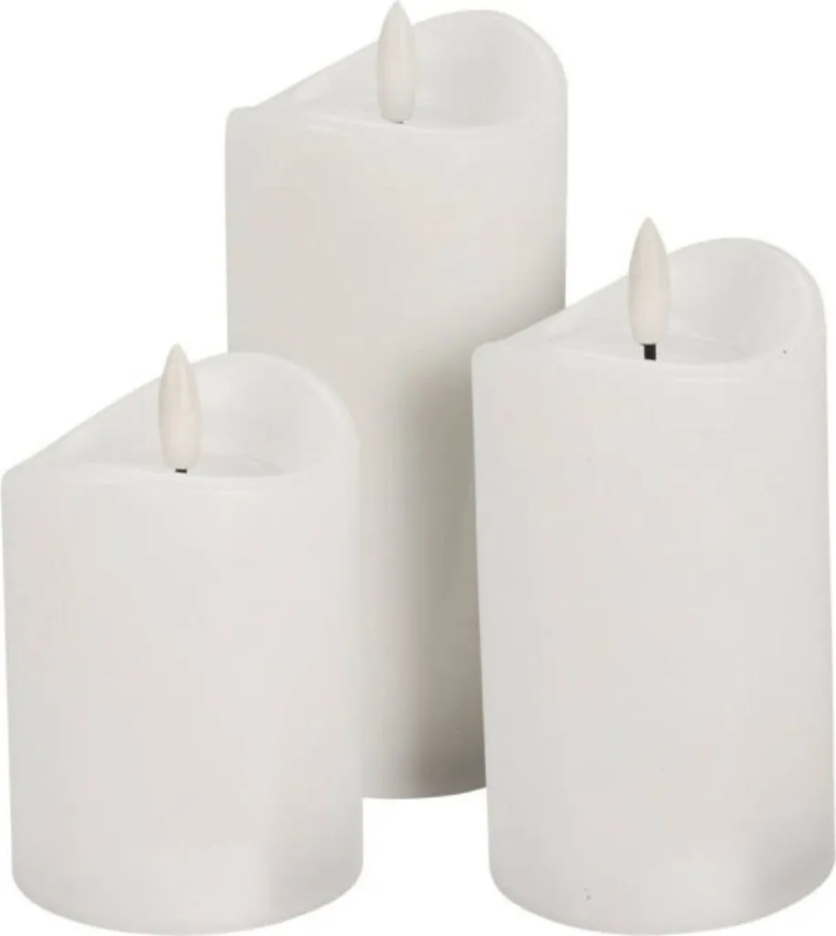 Bougies LED en cire à flamme vacillante - Trio lumineux sans fumée ni coulure