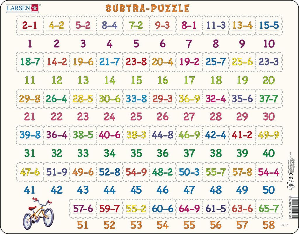 Puzzles Soustraction de 1 à 65 58 pièces Image du produit 