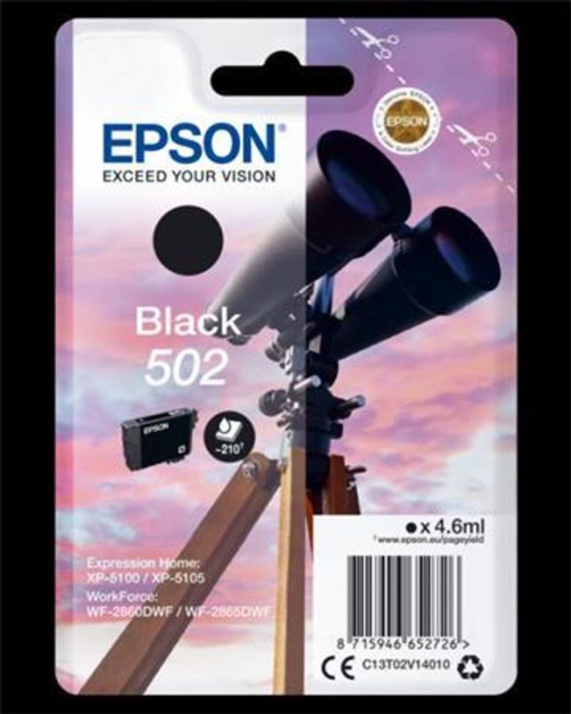 Epson 502 - 4,6 ml - Czarny - Oryginalny - Opakowanie typu Zdjęcie produktu 