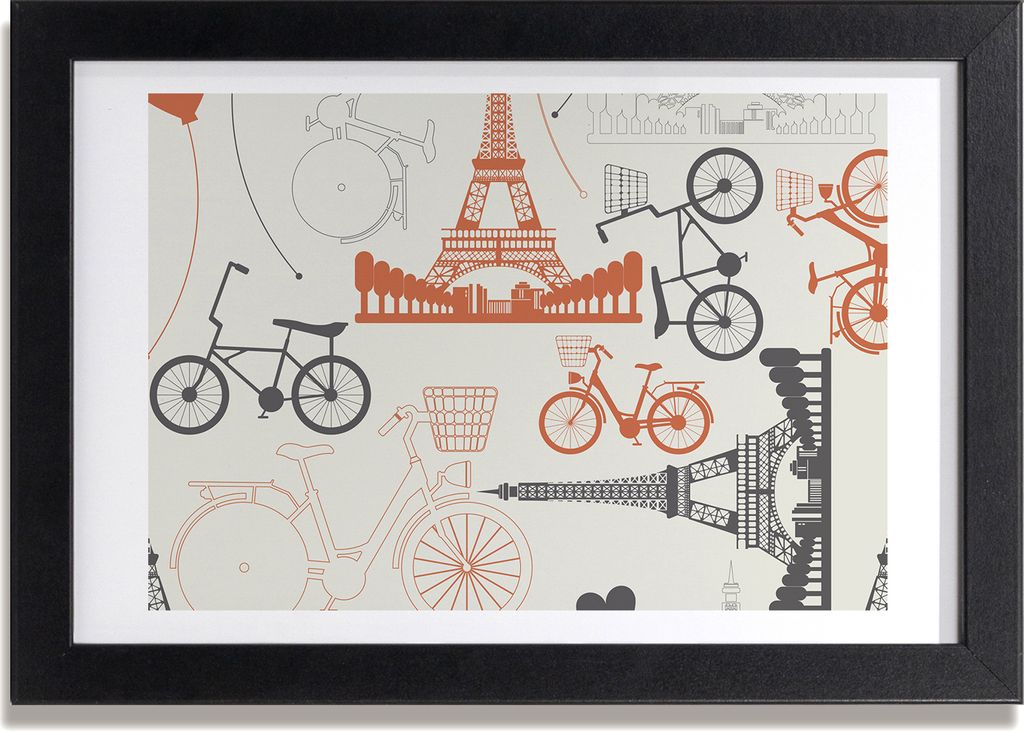 Bild 30x20 MDF-Rahmen, Wandkunst Symbole von Frankreich