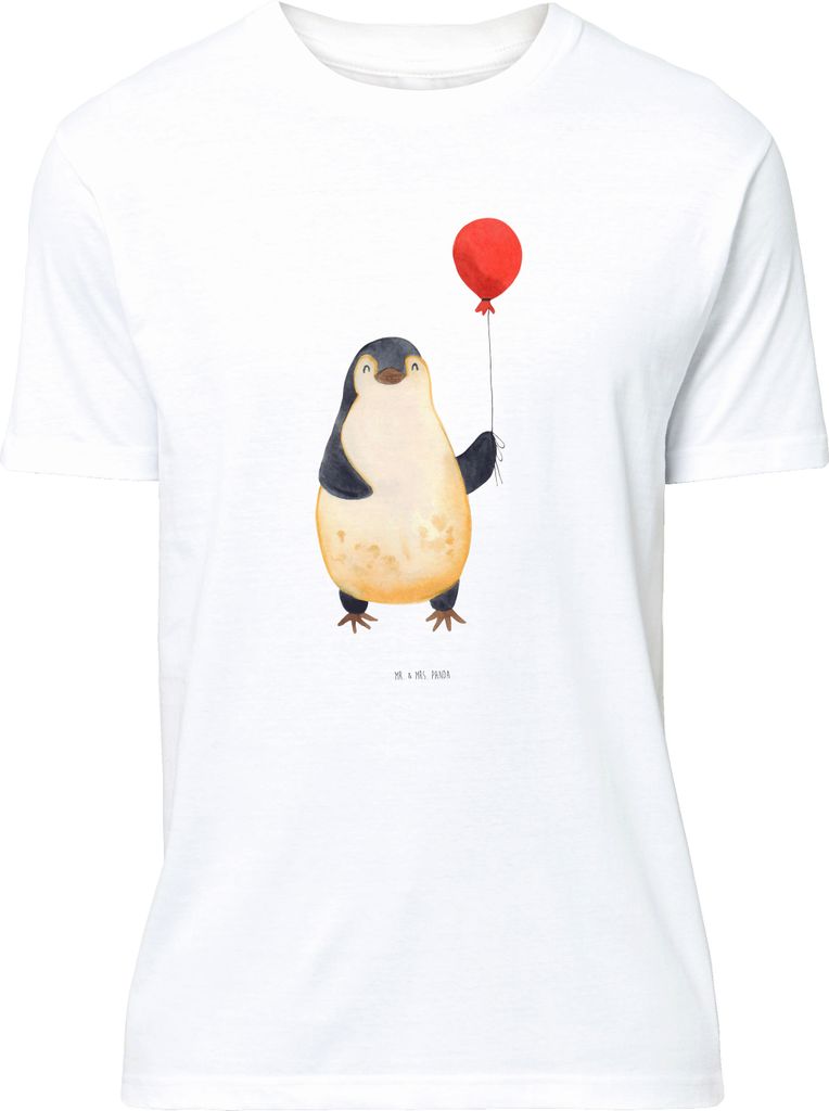 Mr. & Mrs. Panda Tshirt Pinguin Luftballon - Weiß - Geschenk, Basic-Shirt, S T-Shirt, Liebe, Kirmes, Shirt, Beste Freundin, Fröhlich, Glück, Jah...