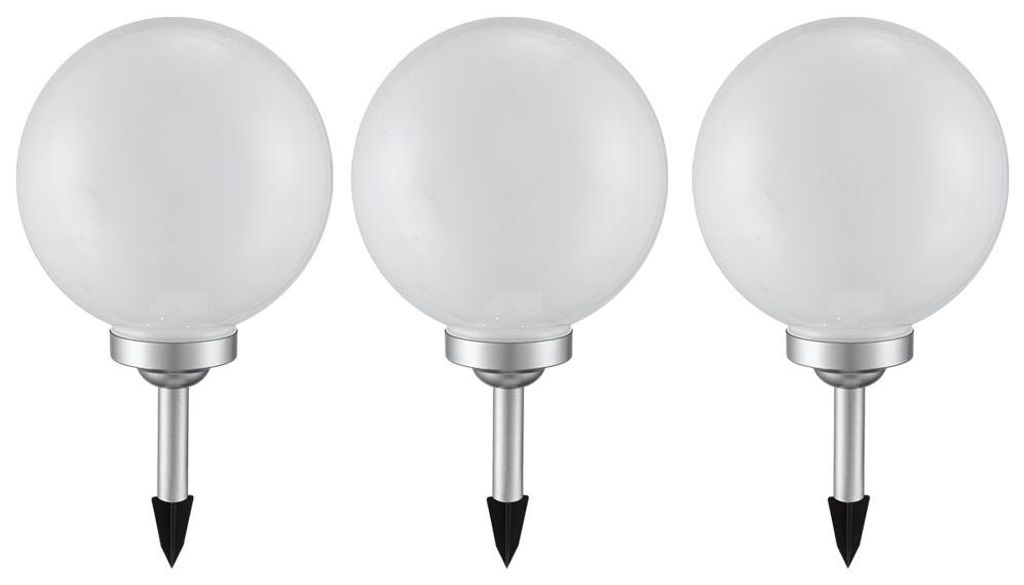 3er Set LED Solarleuchte, Kugel weiß, H 65 cm Produktbild 