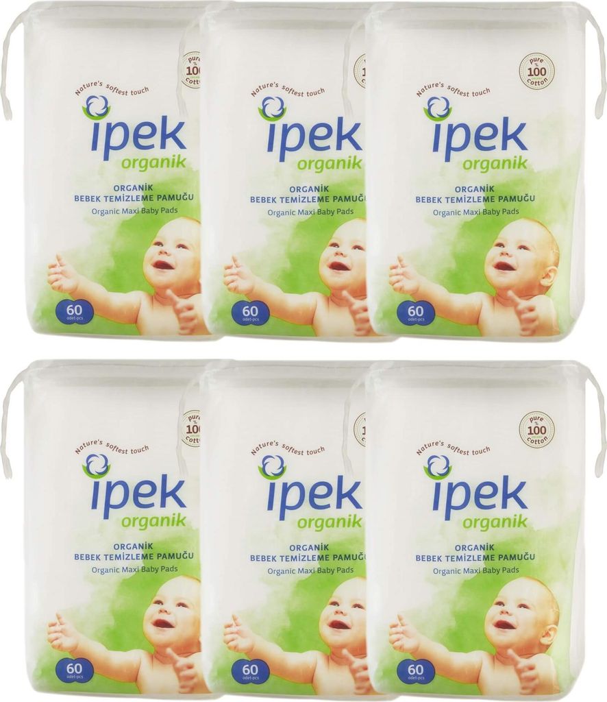 Ipek Organische Maxi Baby Wattepads – 360 Stück(6x60) Produktbild 
