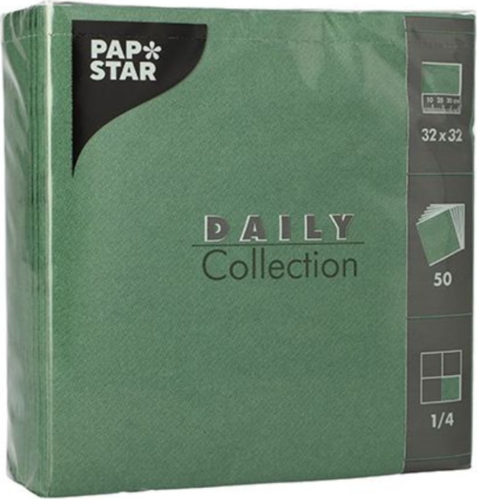 PAPSTAR Servietten 320 x 320 mm 3-lagig dunkelgrün 50 Stück Produktbild 