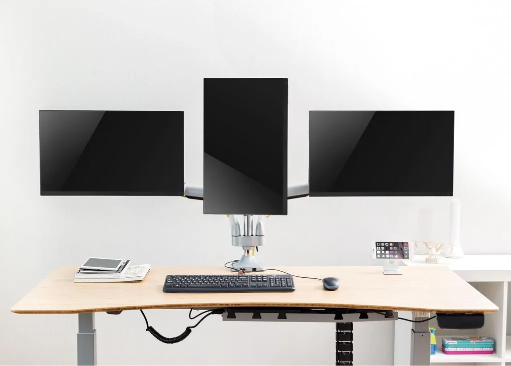 Support de bureau triple écran pour moniteur LCD et bras réglable - 6