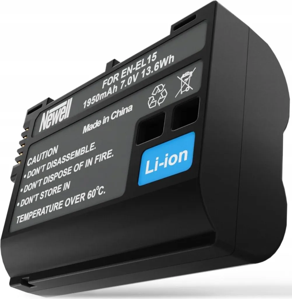 Accu Newell EN-EL15 Haute Capacité 1900mAh pour Nikon Z et Séries D7000