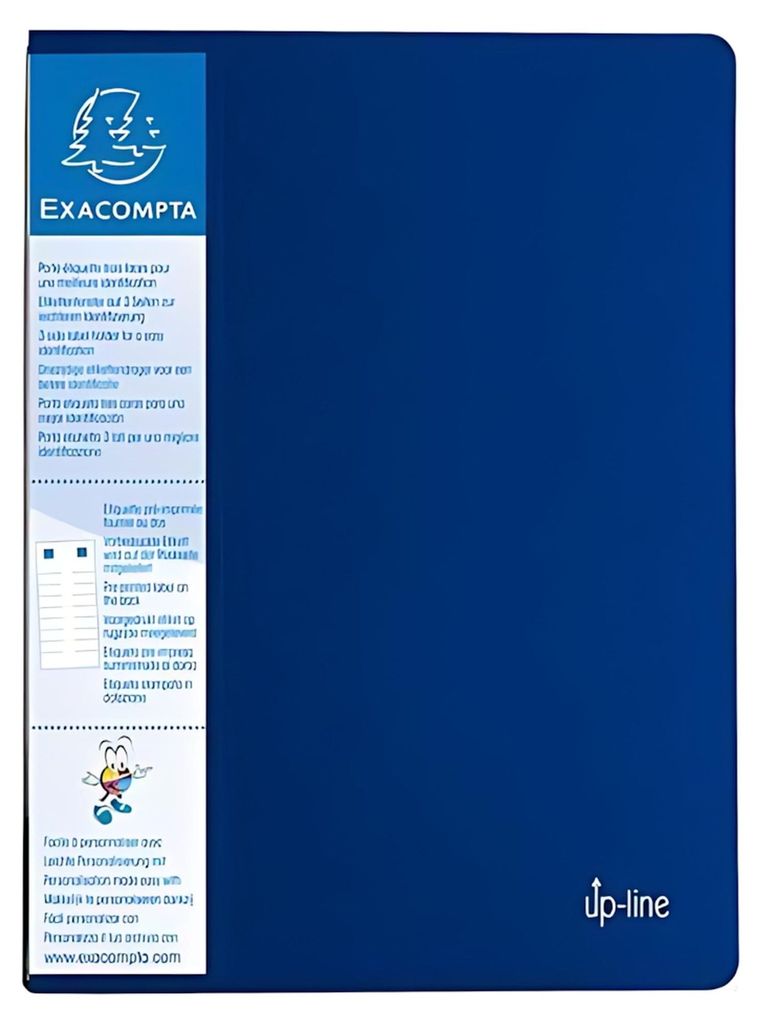 Exacompta 88202E Sichtmappe A4 PP 800μ 20 Hüllen 3-seitiges Etikett Blau
