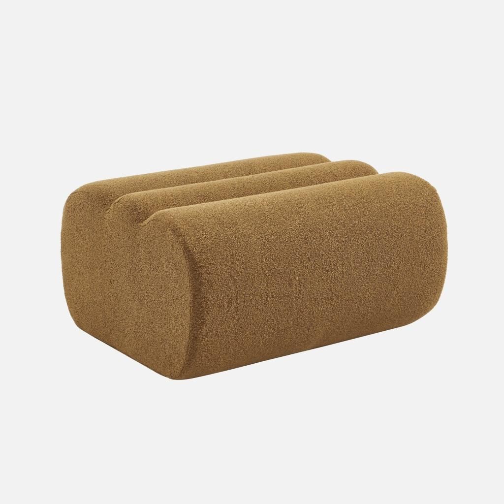 sweeek - Hocker, Fußhocker mit strukturiertem Bouclé-Bezug - Senfgelb