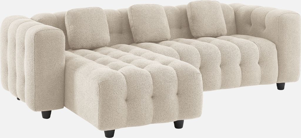 sweeek - Ecksofa, wendbar, mit strukturiertem Bouclé-Bezug - Beige