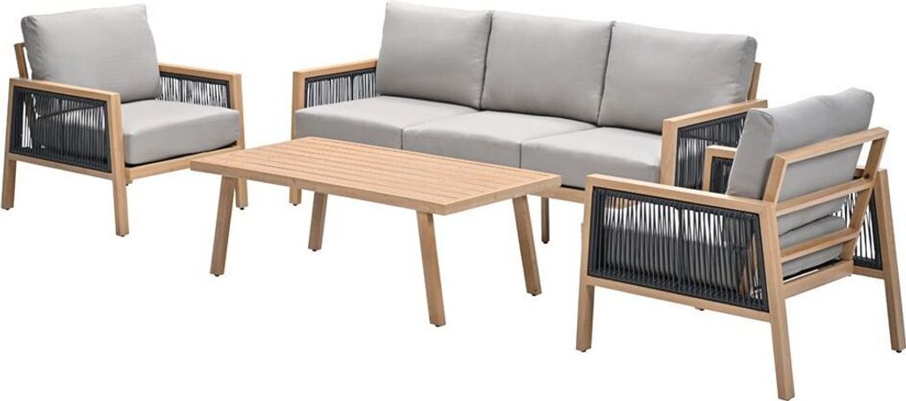 Garden Impressions Decala Loungeset - 4-teilig - aluminium hell Teaklook - desert sand
