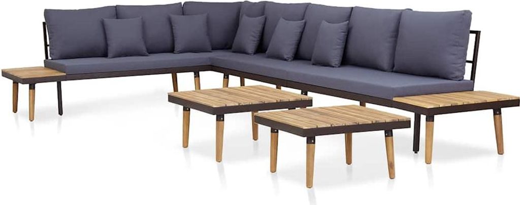 vidaXL 7-tlg. Garten-Lounge-Set mit Kissen Massivholz Produktbild 