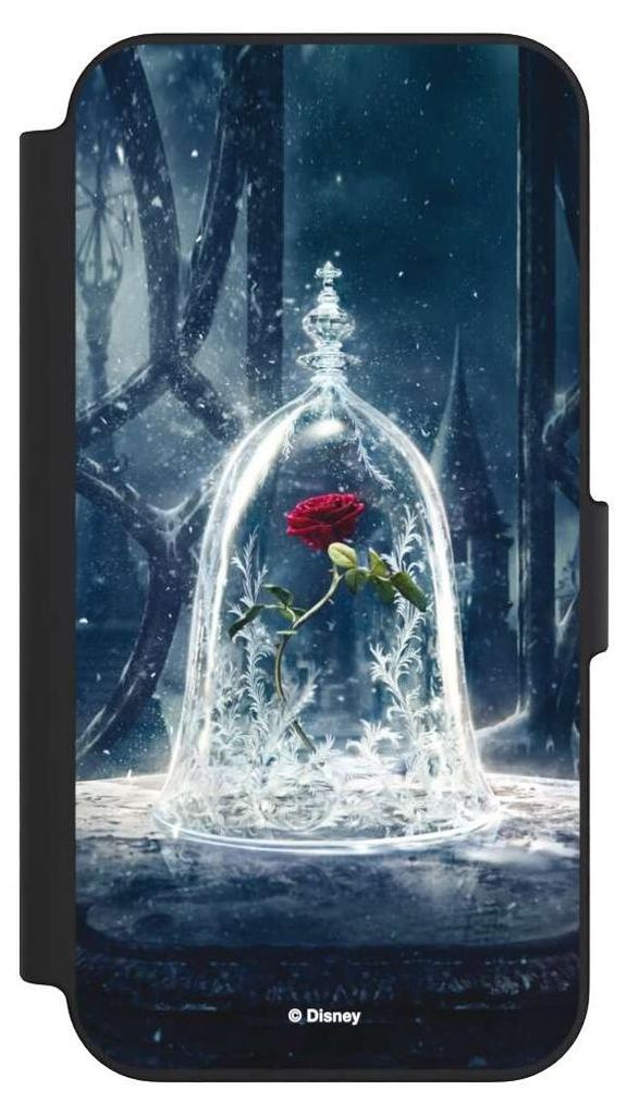 NIVOCASE Klapphülle für Apple iPhone 13 Handyhülle aus Kunst Leder NIVOflip schwarz Die Schöne und das Biest Disney Princess Rose