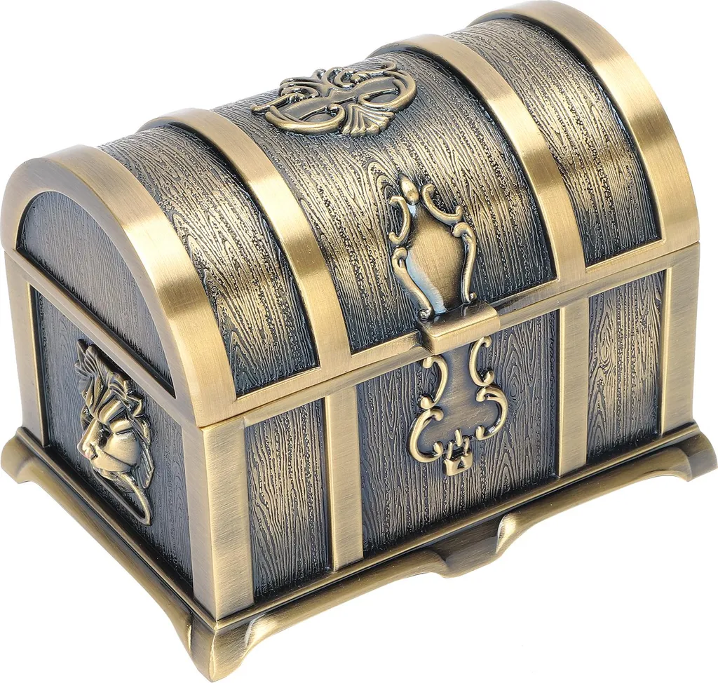Coffret à Bijoux Ancien en Métal Gravé pour Rangement Colliers et Bagues