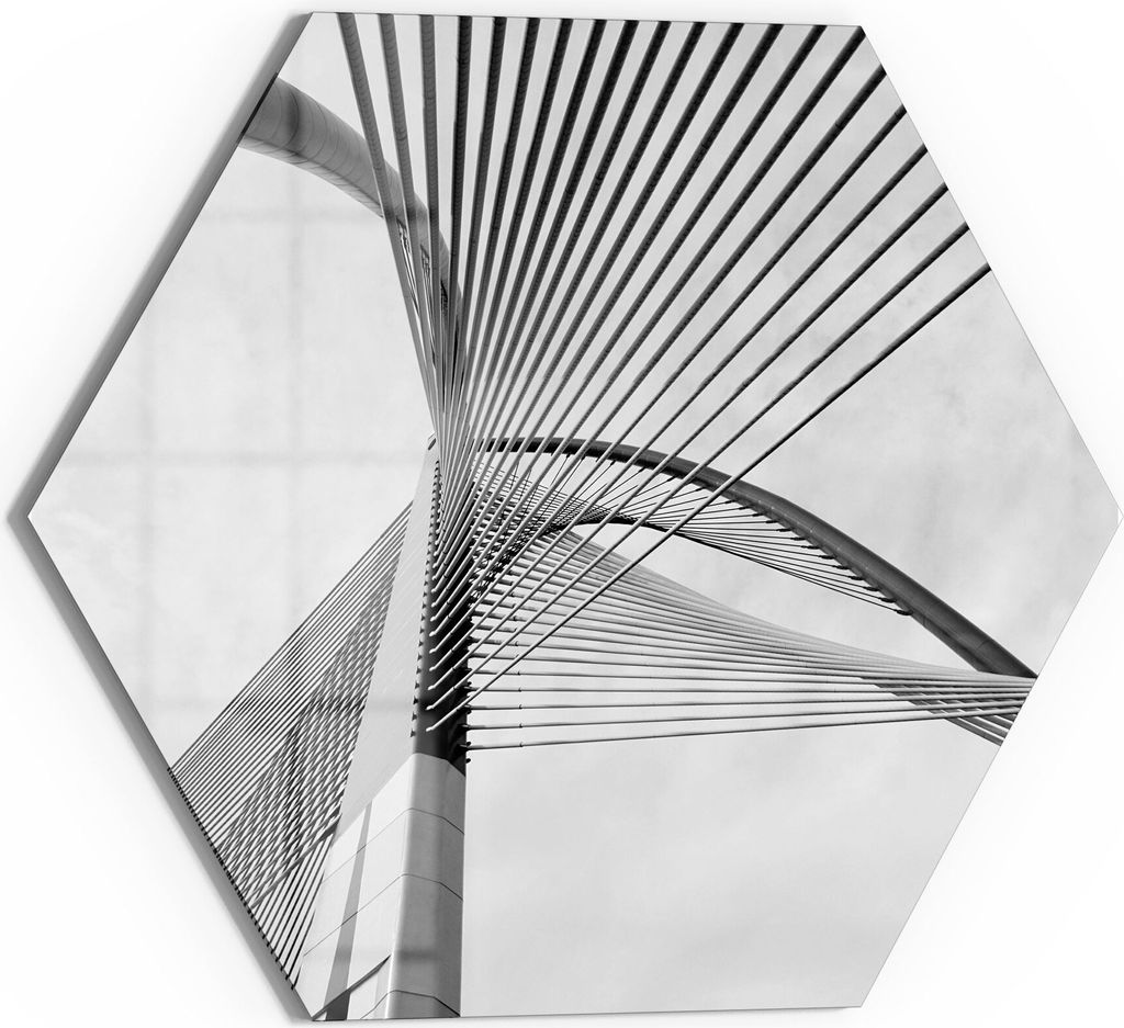 DEQORI Magnettafel Glas 40x35 cm 6-eckig 'Brückenseile im Detail' beschreibbar Whiteboard