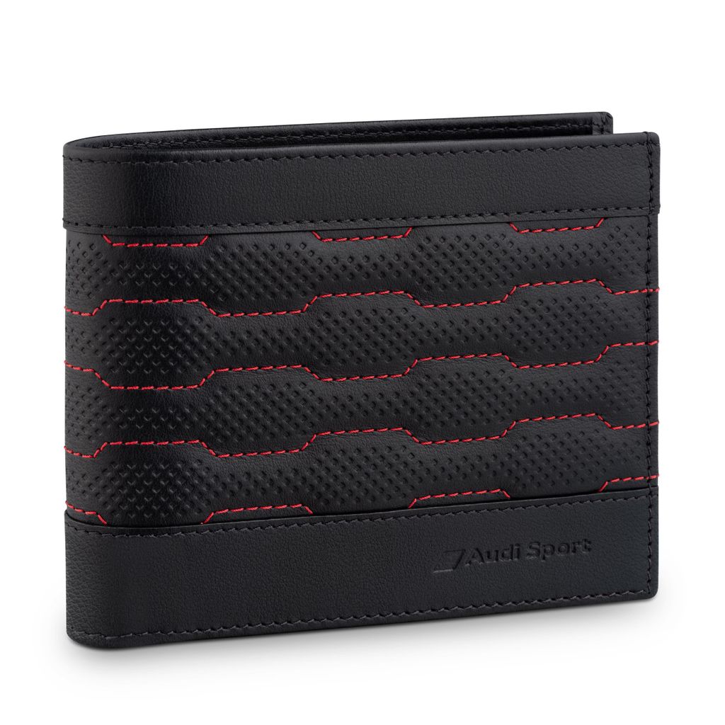 Original Audi Sport Geldbörse Leder, schwarz/rot Geldbeutel Produktbild 