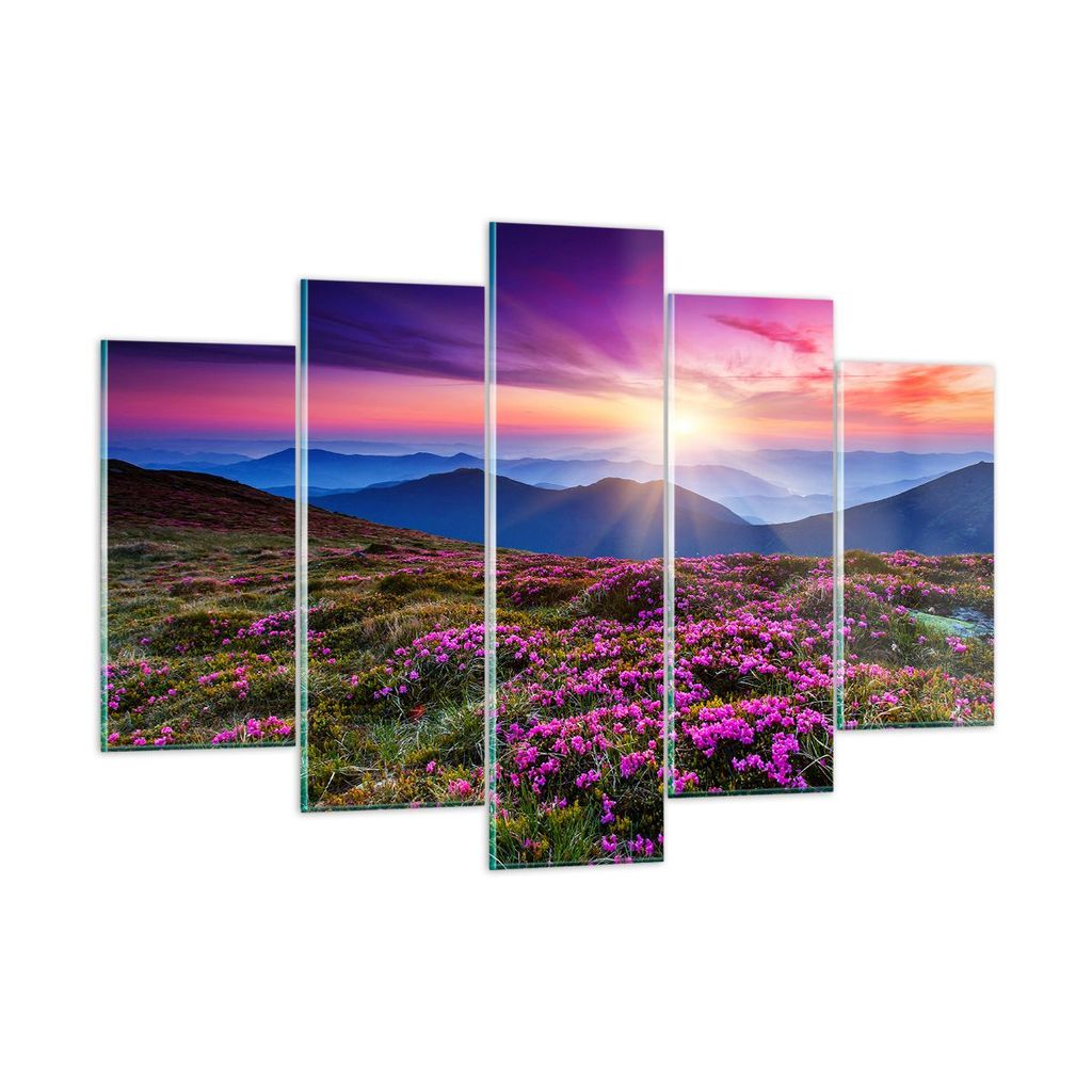 Bilder auf glas - Wiese Berg Himmel Landschaft - 150x100cm - Glasbilder - Wandbilder - Kunstdruck - zum Aufhängen bereit - Wanddekoration aus Glas...