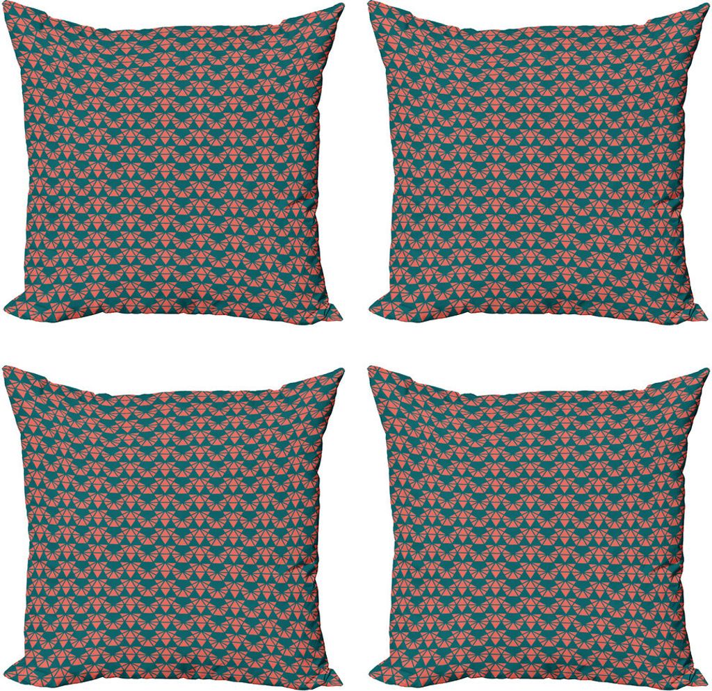 ABAKUHAUS Abstrakt Kissenbezug Set (4 Stück), Einfaches modernes Triangles, Moderner Doppelseitiger Digitaldruck, 60 cm x 60 cm, Dunkle Teal und L...