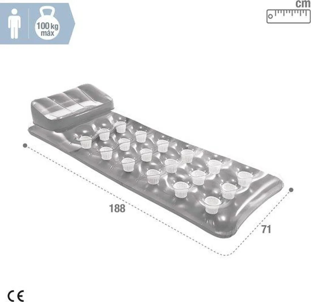 Matelas gonflable 18 chambres d'air 188 x 71 cm avec pare-soleil intégré