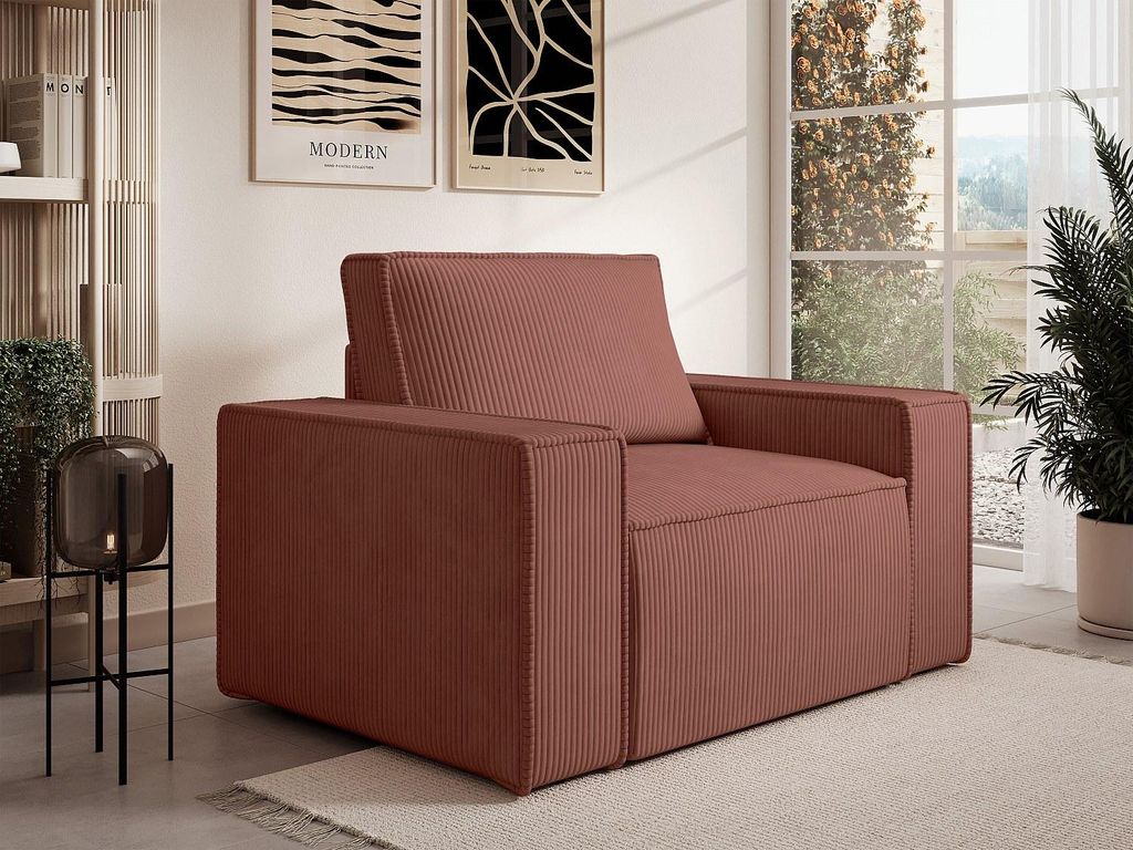 Sessel aus rosa Kord - AMELIA