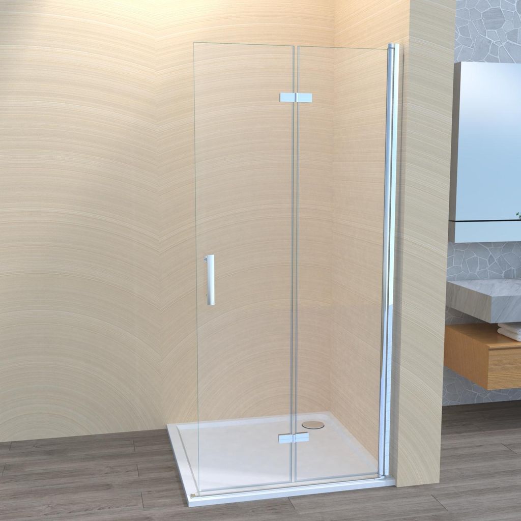 Duschwand Glaswand Glasscheibe Duschglas Duschabtrennung Walk In Duschkabine faltbar drehbar H185cm