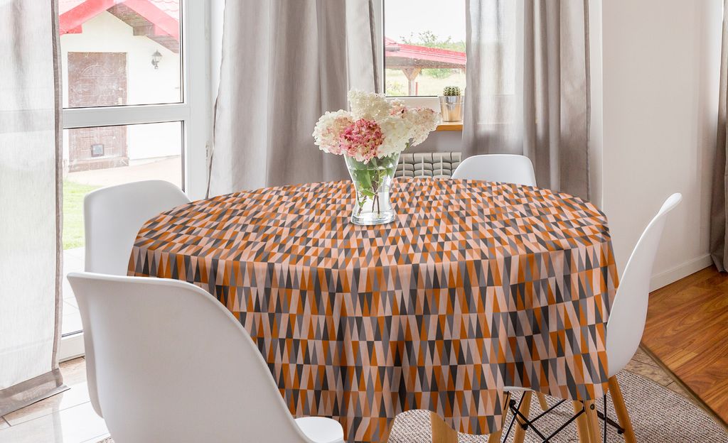 ABAKUHAUS Abstrakt Runde Tischdecke, Drucken von Long Triangles, Kreis Tischdecke Abdeckung für Esszimmer Küche Dekoration, 150 cm, Dunkelgrau sc...