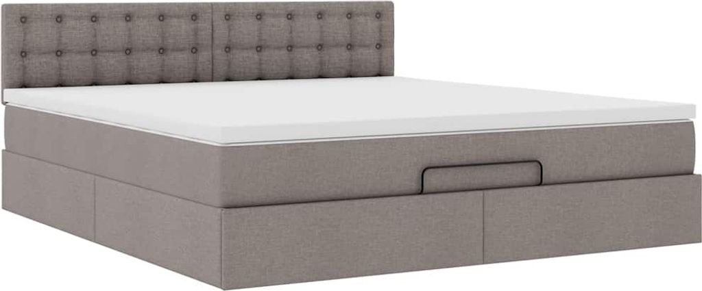 Ottoman-Bett mit Matratze Taupe 160x200 cm Stoff