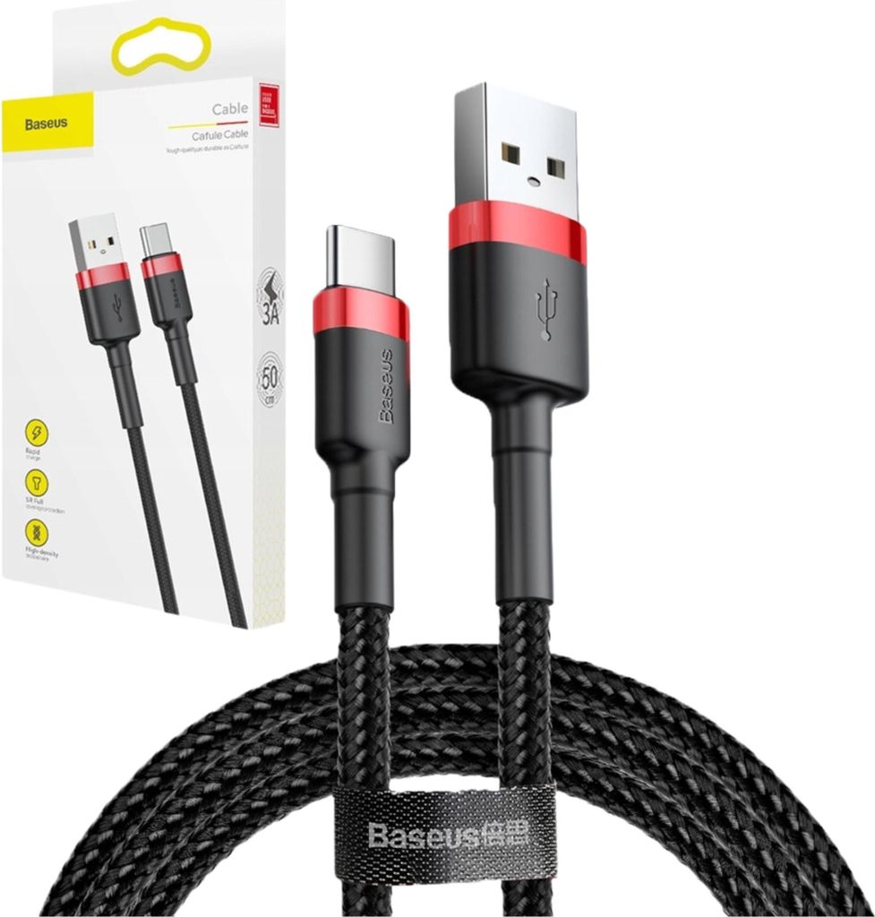 Baseus Cafule 3A Cavo da Usb a Usb-C 0,5M (rosso/nero) Immagine del prodotto 