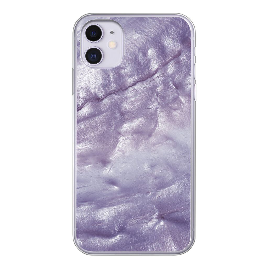 MuchoWow Handyhülle Schutzhülle Hülle für iPhone 11 Perlmutt - Naturstein - Violett Silikon Softcase Handy Hülle - Handytasche