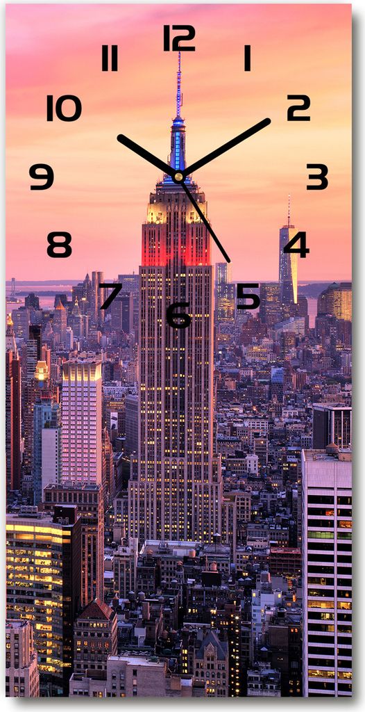 Wanduhr aus Glas – 30x60 cm - Glasbild - Glasuhr - Gehärtetes Glas -New York Westen