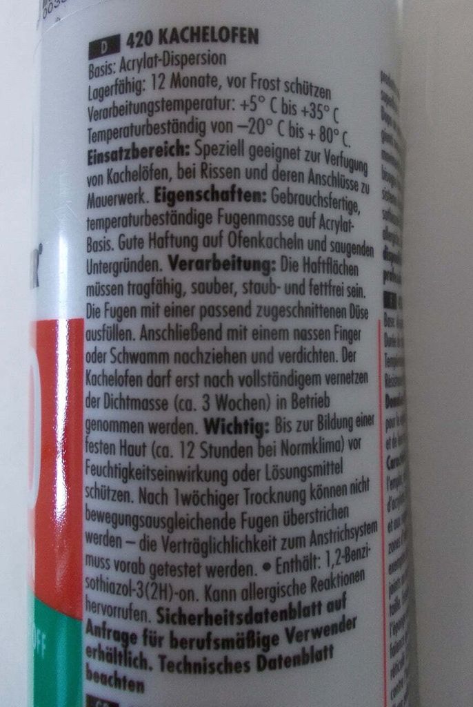 Elastische Fugenmasse Acryl in NUSSBRAUN für Kamin und Kachelofen in Kartusche