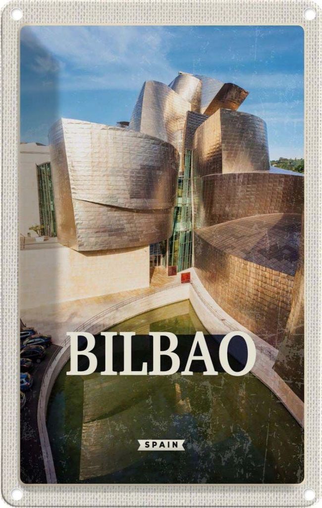 vianmo Blechschild 18x12 cm Bilbao Spain Hafenstadtsort Bildmotiv Reisemotiv Abenteuer Reisen Urlaub